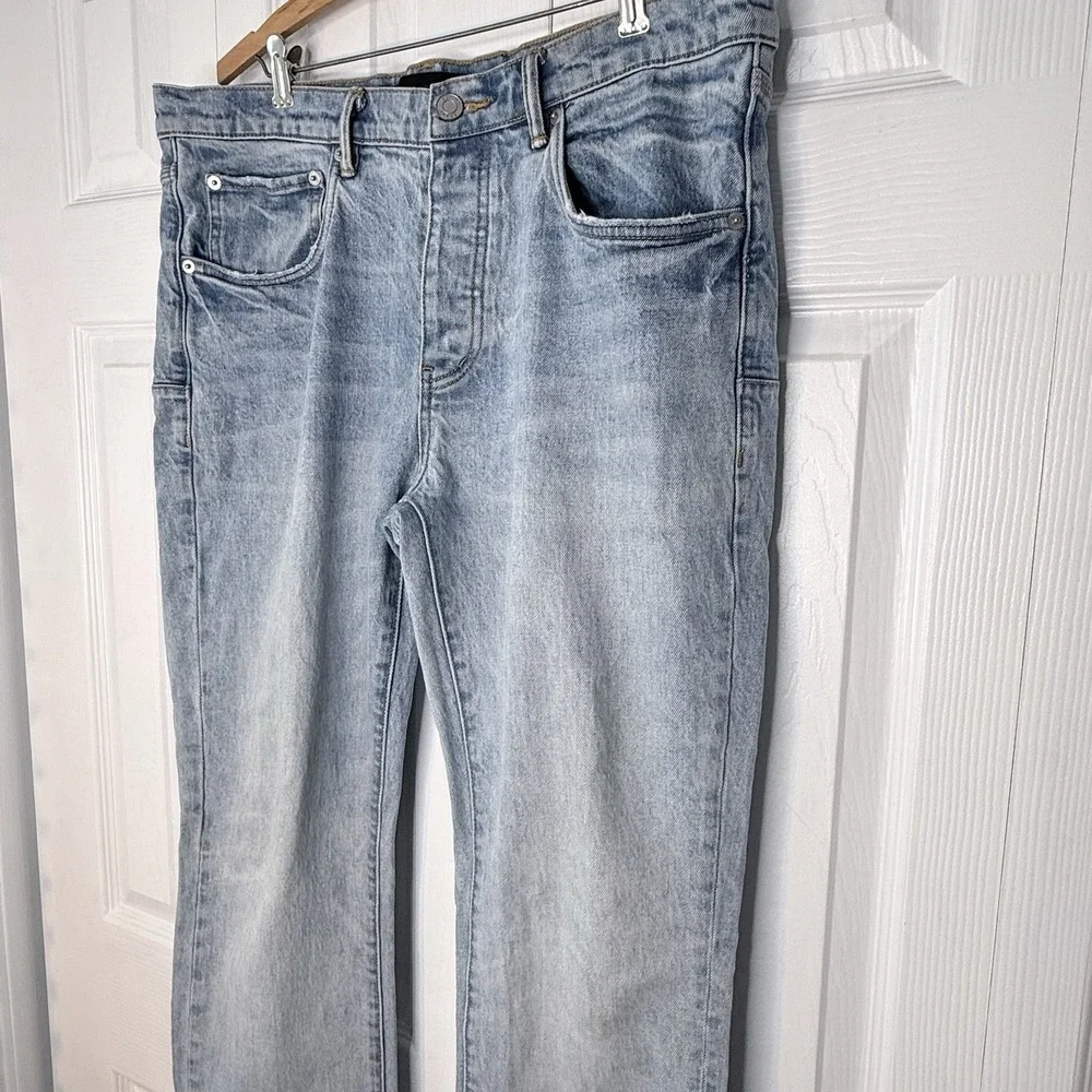 Purple Brand Jeans P001 Skinny‎ Fit Light Blue Wash Distressed 36X31